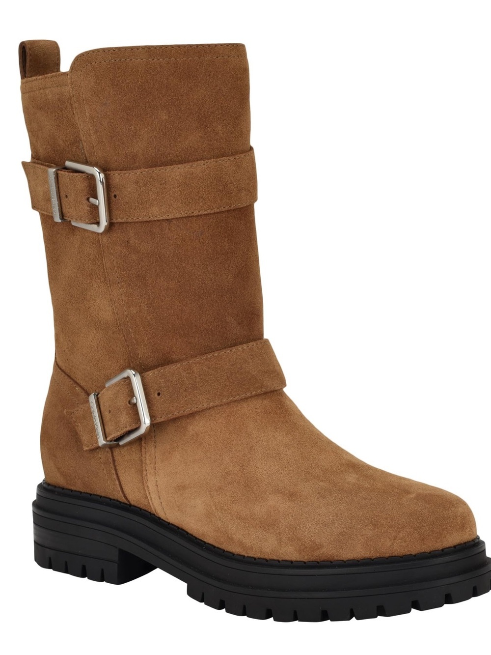 Calvin Klein Tan Suede Buckle Combat Boots
